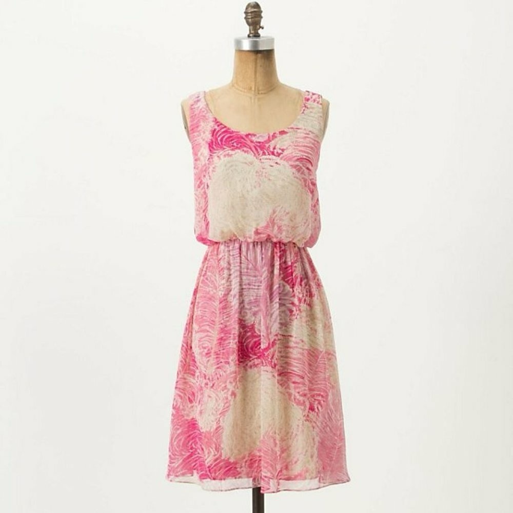 Anthropologie Postmark Rosy Plumes dress sz 4 $228